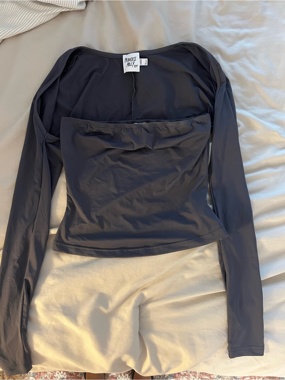 Princess Polly Charcoal Long Sleeve bolero with matching tube top